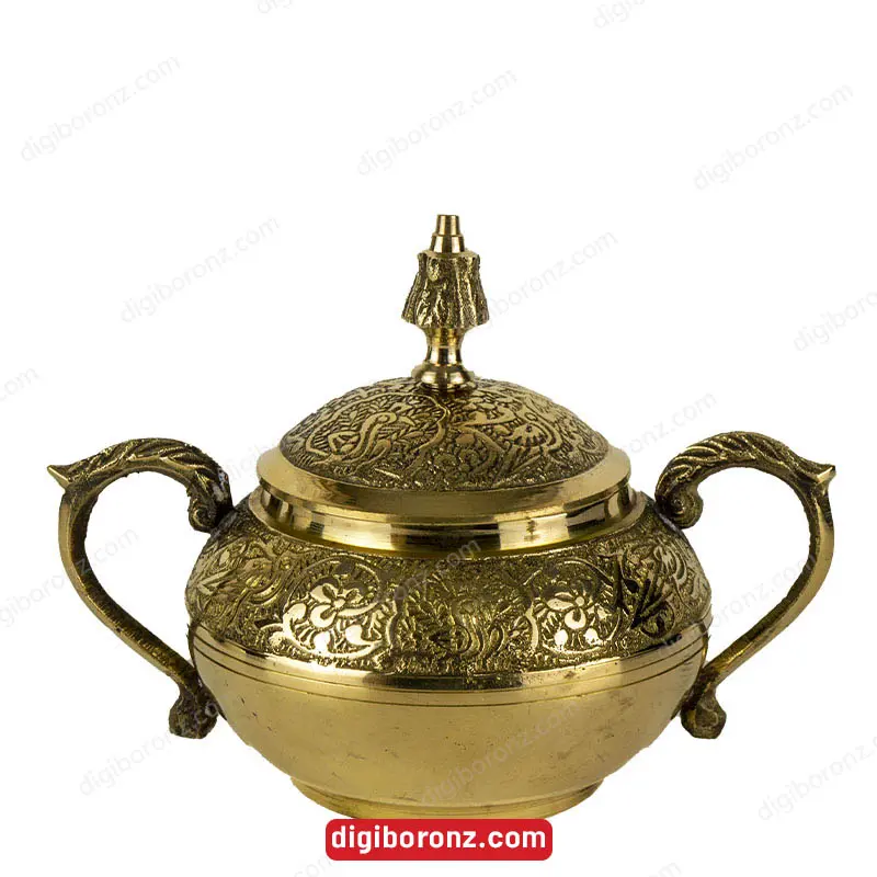 قندان برنجی برنزی دو بازو طرح طاووس